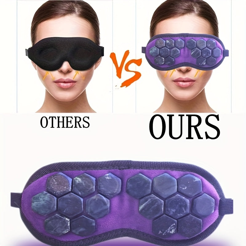 Patched d'œil en pierre tibétaine naturelle hexagonale artisanale - Sans revêtement, sans chauffage, soulagement de refroidissement pour, voyage, yoga et relaxation | Masque d'œil de qualité supérieure avec bretelles réglables et design respirant, accesso