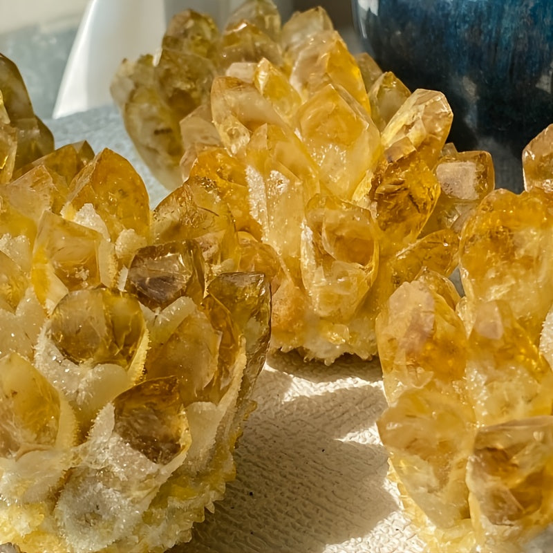 1pc Amas de Quartz Citrine Naturel - Quartz avec Citrine Jaune Traité Thermiquement, Inclusions Naturelles & Faces Cristallines pour Décoration Maison, Fabrication de Bijoux, Pierres Décoratives ou Fonctionnelles en Cadeau pour Collectionneurs, Crystals p