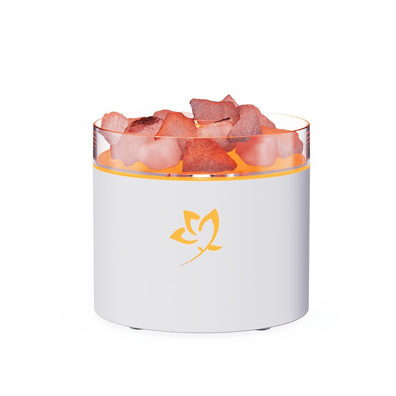 Diffuseur d'huiles essentielles en pierre de sel avec lumière atmosphérique, capacité 160 ml, technologie par ultrasons, pour bureau, salon et chambre