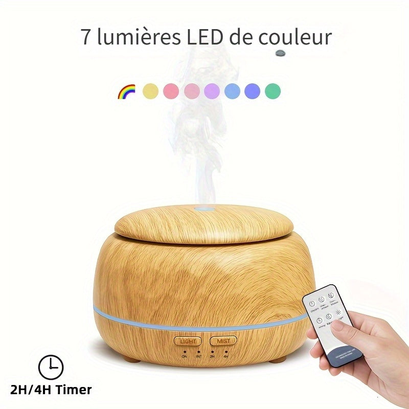 Diffuseur d'Huiles Essentielles et Humidificateur 300ml, Système Aromathérapie 5-en-1 avec Minuterie Automatique, 7 Couleurs de Lumières Nocturnes - Contrôle Inclus (Basse Tension) pour Maison, Bureau, Chambre à Coucher – Design Moderne