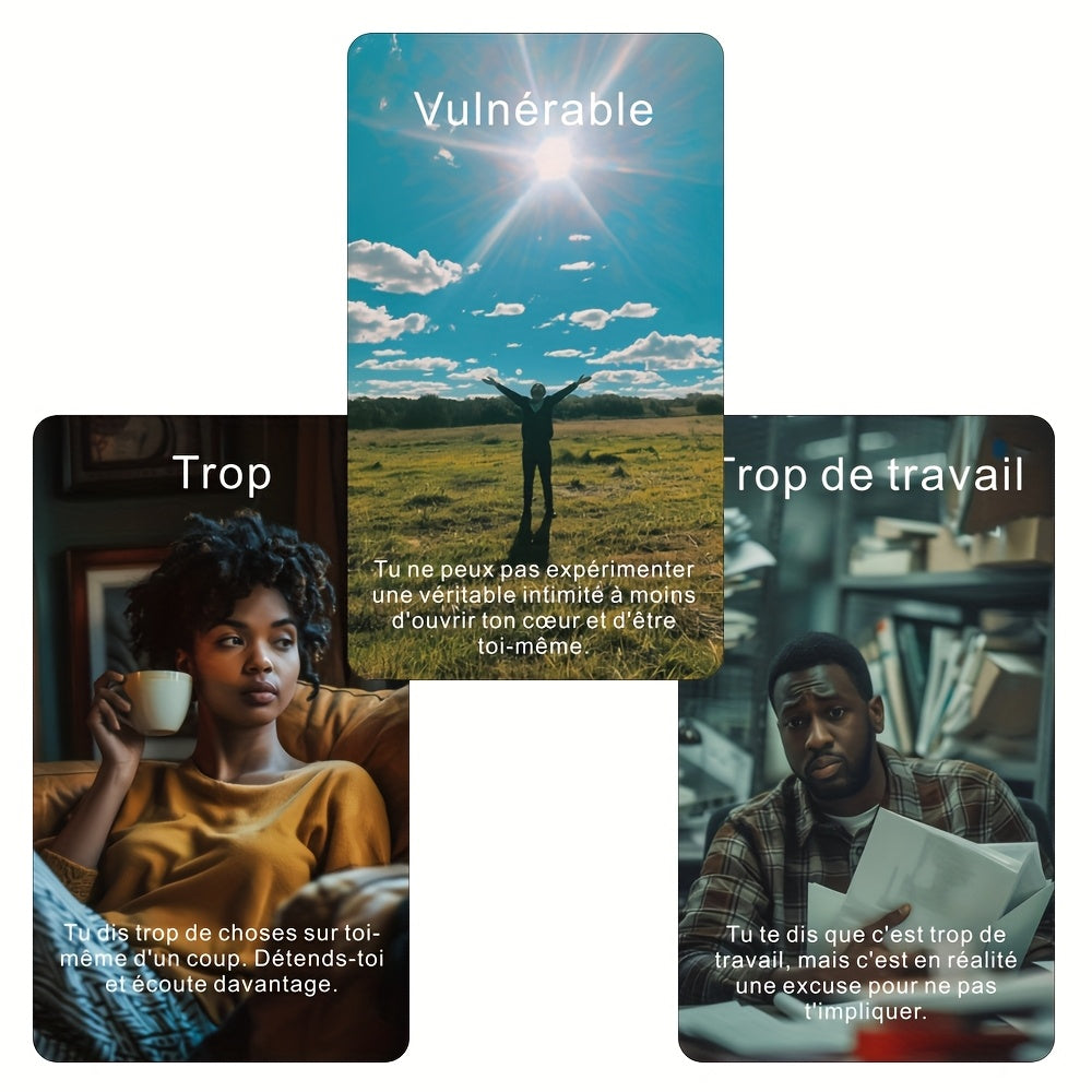 Cartes de Tarot Françaises, Cartes Oracle de l'Amour, Jeu d'Oracle pour Célibataires et Relations, Découvrez les Barrières Émotionnelles, Gagnez en Clarté dans les Relations Amoureuses, Romance, Flamme Jumelle, Âme Sœur, 80 Cartes, Perspicacité Spirituell