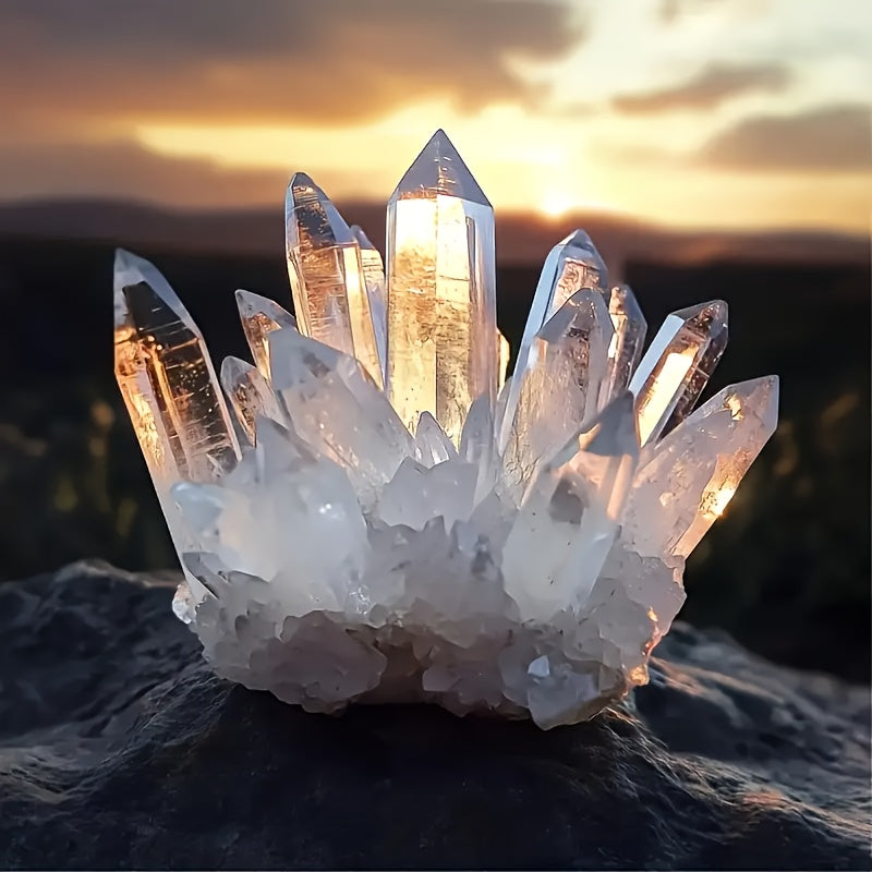 1pc Grand Cluster de Quartz - 200g-300g/7.05oz-10.58Oz, Cristal de Roche Transparent, Cristal Columnaire, Idéal pour la Décoration de Plantes à la Maison, pour la Déco Maison, pour les Décorations Maison, |Cristal Naturel|Quartz Transparent