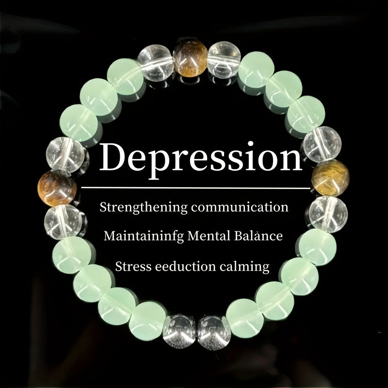 Bracelet porte-bonheur vert élégant avec pierres naturelles et synthétiques - Perles vertes et marron, chaîne durable pour hommes et femmes, bijou apaisant pour occasions spéciales ou quotidien, cadeau de fête