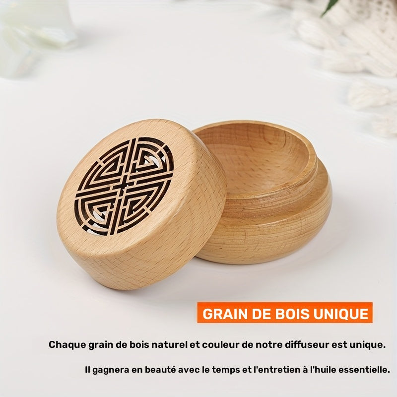 Diffuseur d'huiles essentielles en bois, boîte à encens et set de boules en bois, bouchon à vis creux rétro, parfum d'ambiance pour la maison et la voiture, fragrance volatile et durable, crée un environnement parfumé et confortable, cadeau idéal