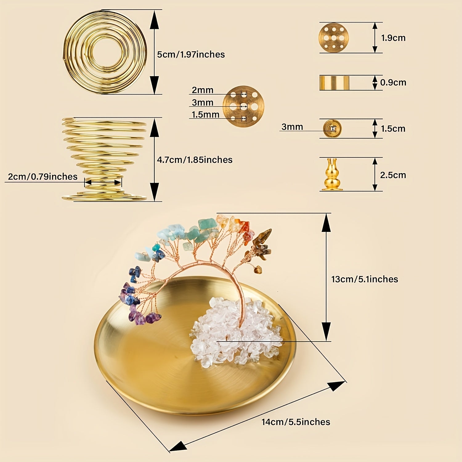 Porte-encens en cristal de 5.5 pouces avec bâtonnets de Palo Santo et de sauge - Porte-encens en forme de colonne avec un réceptacle doré pour les cendres, parfait pour le yoga et la décoration intérieure, accessoire esthétique pour la maison | Design en
