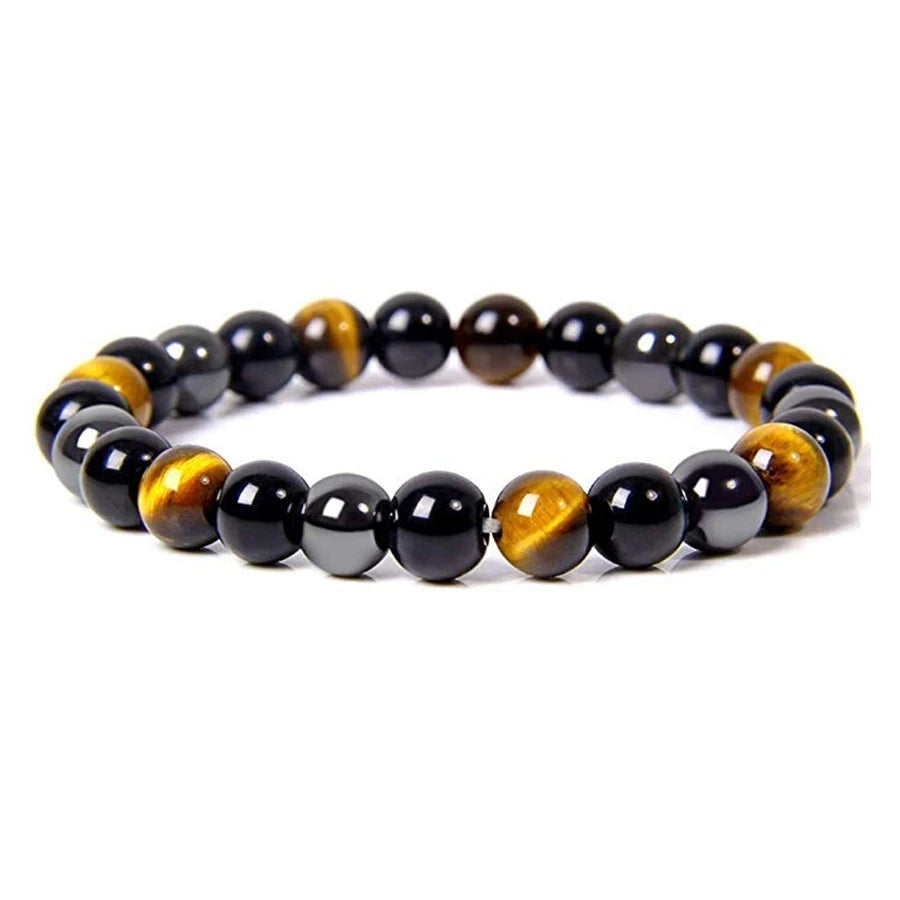 Bracelet Protection Triple - Obsidienne Œil de Tigre Hématite