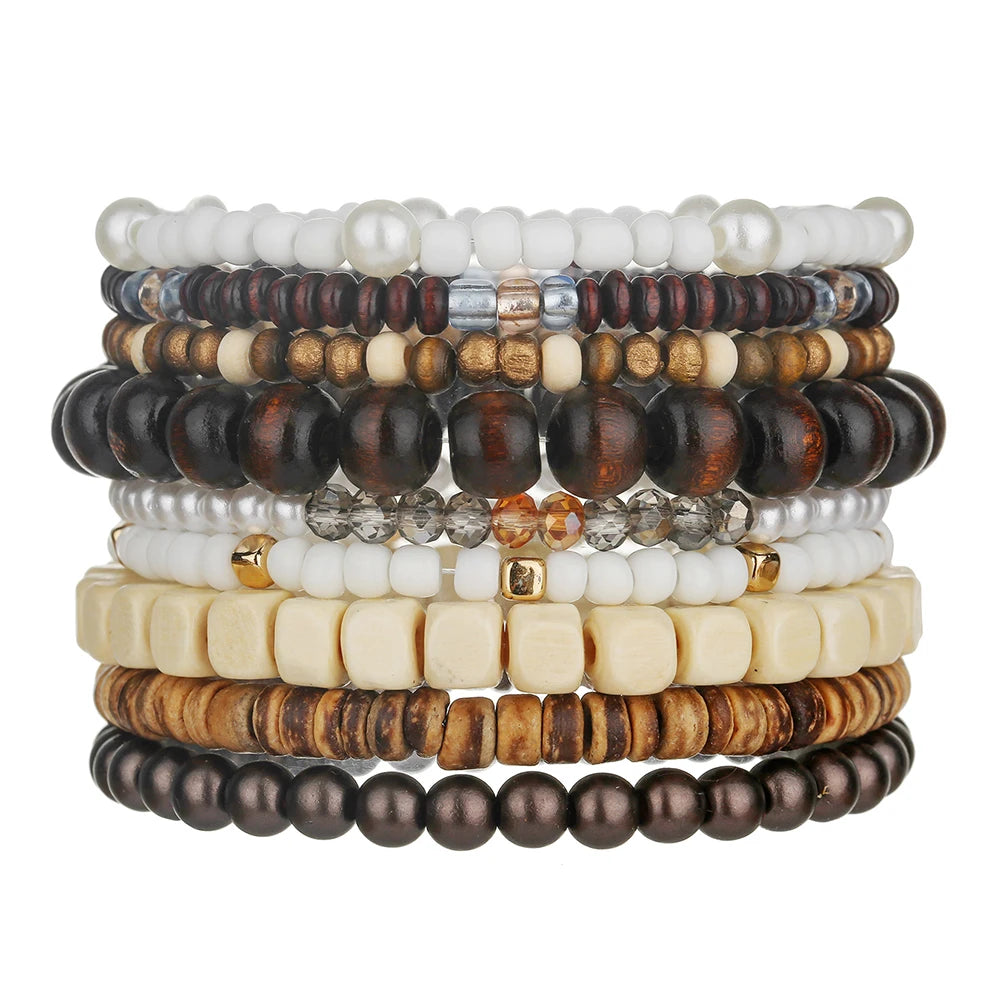Ensemble de Bracelets multicouches en perles de bois de bouddha pour hommes, Style rétro, fil élastique multicouche, réglable, meilleure vente