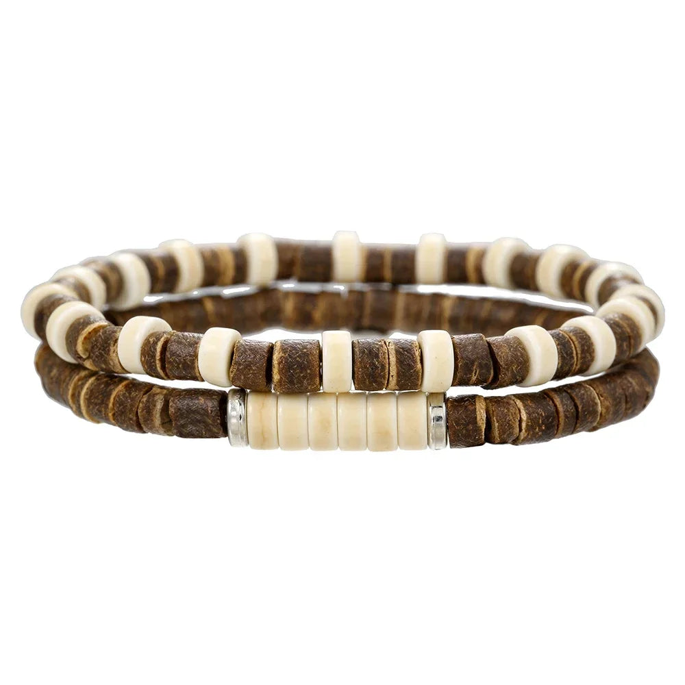 Ensemble de Bracelets multicouches en perles de bois de bouddha pour hommes, Style rétro, fil élastique multicouche, réglable, meilleure vente