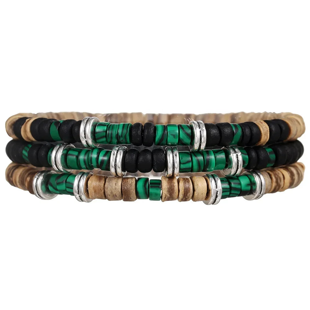 Ensemble de Bracelets multicouches en perles de bois de bouddha pour hommes, Style rétro, fil élastique multicouche, réglable, meilleure vente