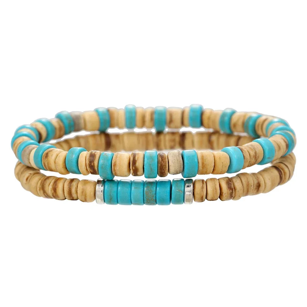 Ensemble de Bracelets multicouches en perles de bois de bouddha pour hommes, Style rétro, fil élastique multicouche, réglable, meilleure vente