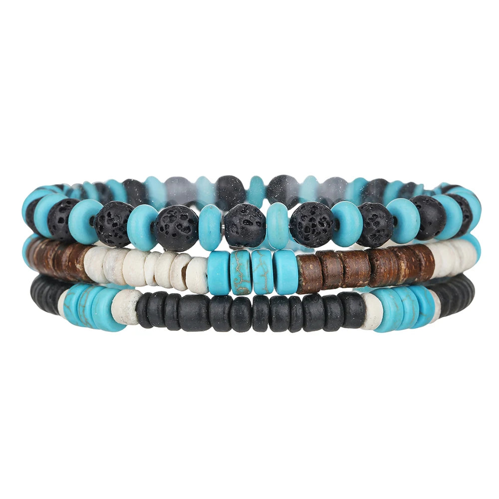 Ensemble de Bracelets multicouches en perles de bois de bouddha pour hommes, Style rétro, fil élastique multicouche, réglable, meilleure vente