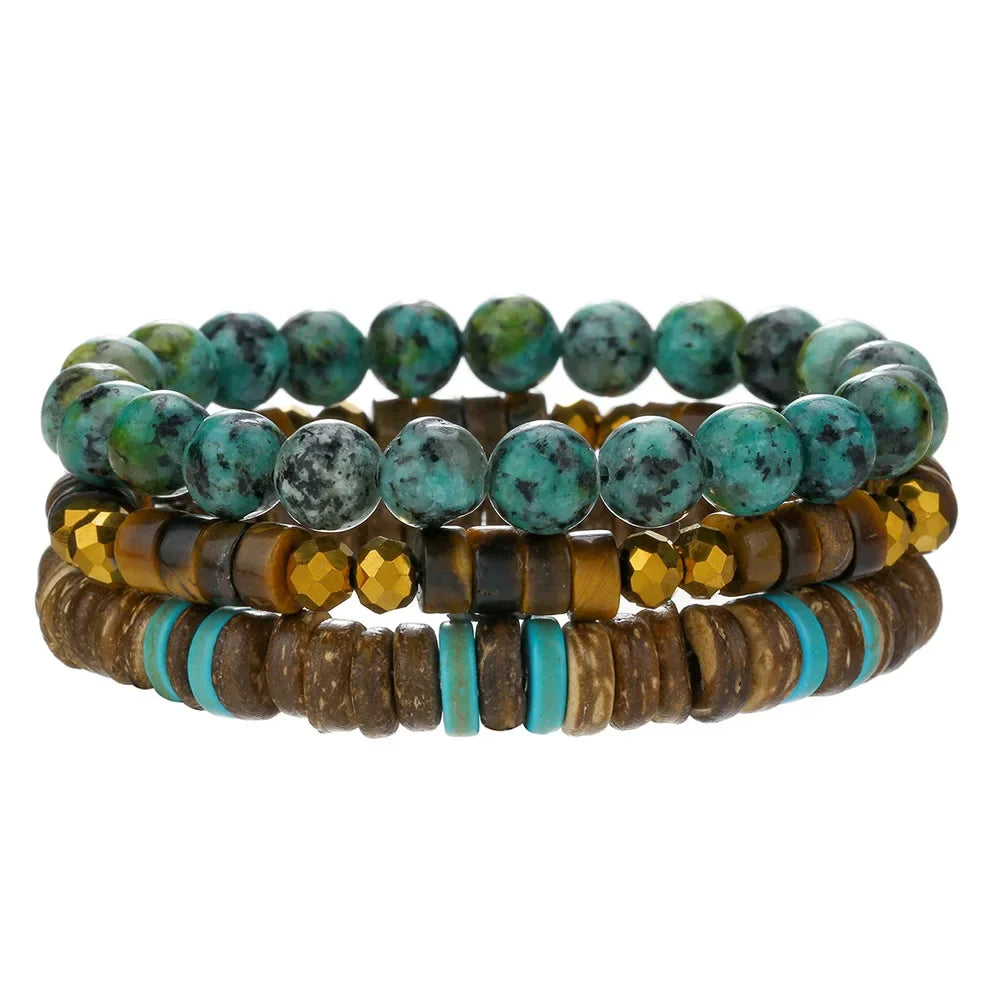 Ensemble de Bracelets multicouches en perles de bois de bouddha pour hommes, Style rétro, fil élastique multicouche, réglable, meilleure vente