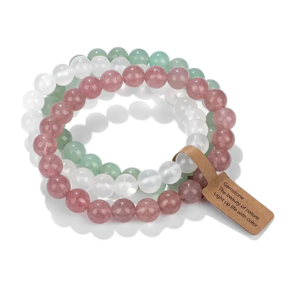 Bracelet Trio Améthyste Quartz Rose - Harmonie & Amour