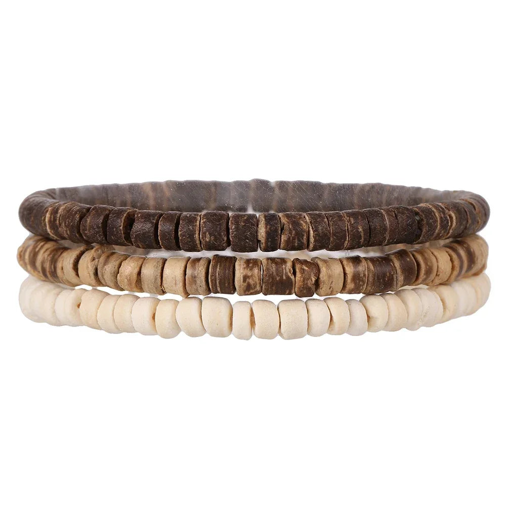 Ensemble de Bracelets multicouches en perles de bois de bouddha pour hommes, Style rétro, fil élastique multicouche, réglable, meilleure vente