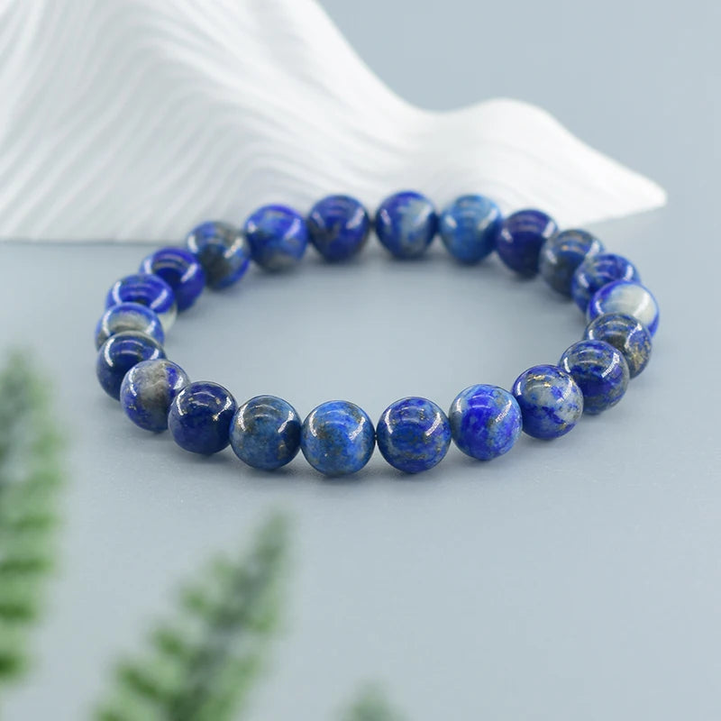 Bracelet en perles de pierre Lapis Lazuli naturelle 5A pour Homme, élastique, haute qualité, bijoux de guérison énergétique, cadeau pour petit ami