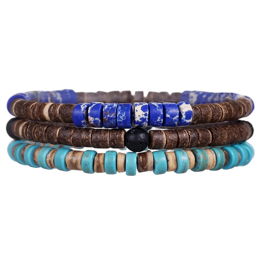 Ensemble de Bracelets multicouches en perles de bois de bouddha pour hommes, Style rétro, fil élastique multicouche, réglable, meilleure vente