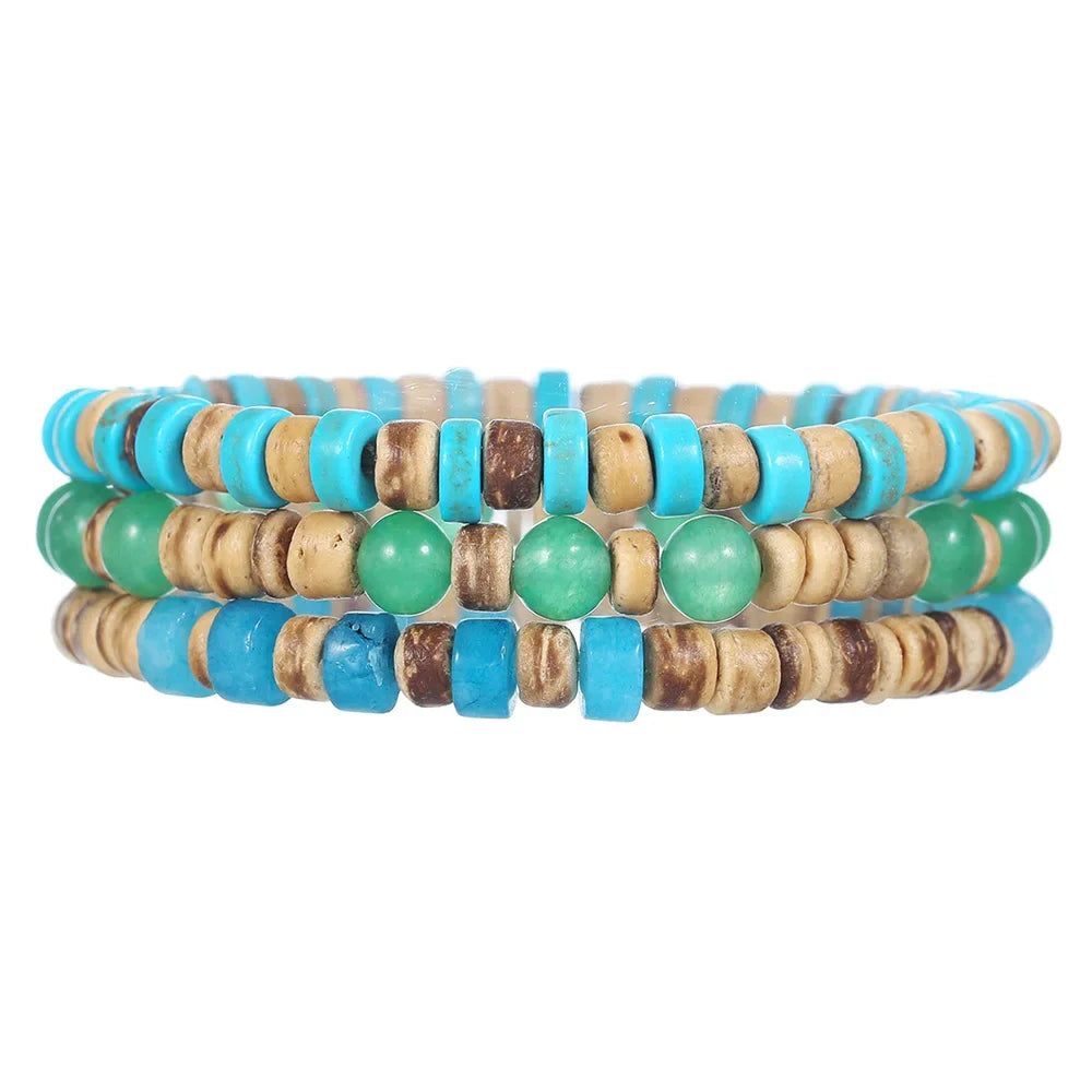 Ensemble de Bracelets multicouches en perles de bois de bouddha pour hommes, Style rétro, fil élastique multicouche, réglable, meilleure vente