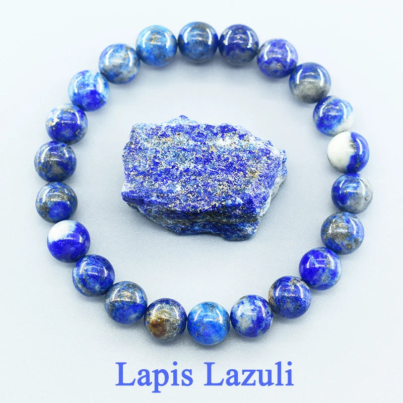 Bracelet en perles de pierre Lapis Lazuli naturelle 5A pour Homme, élastique, haute qualité, bijoux de guérison énergétique, cadeau pour petit ami