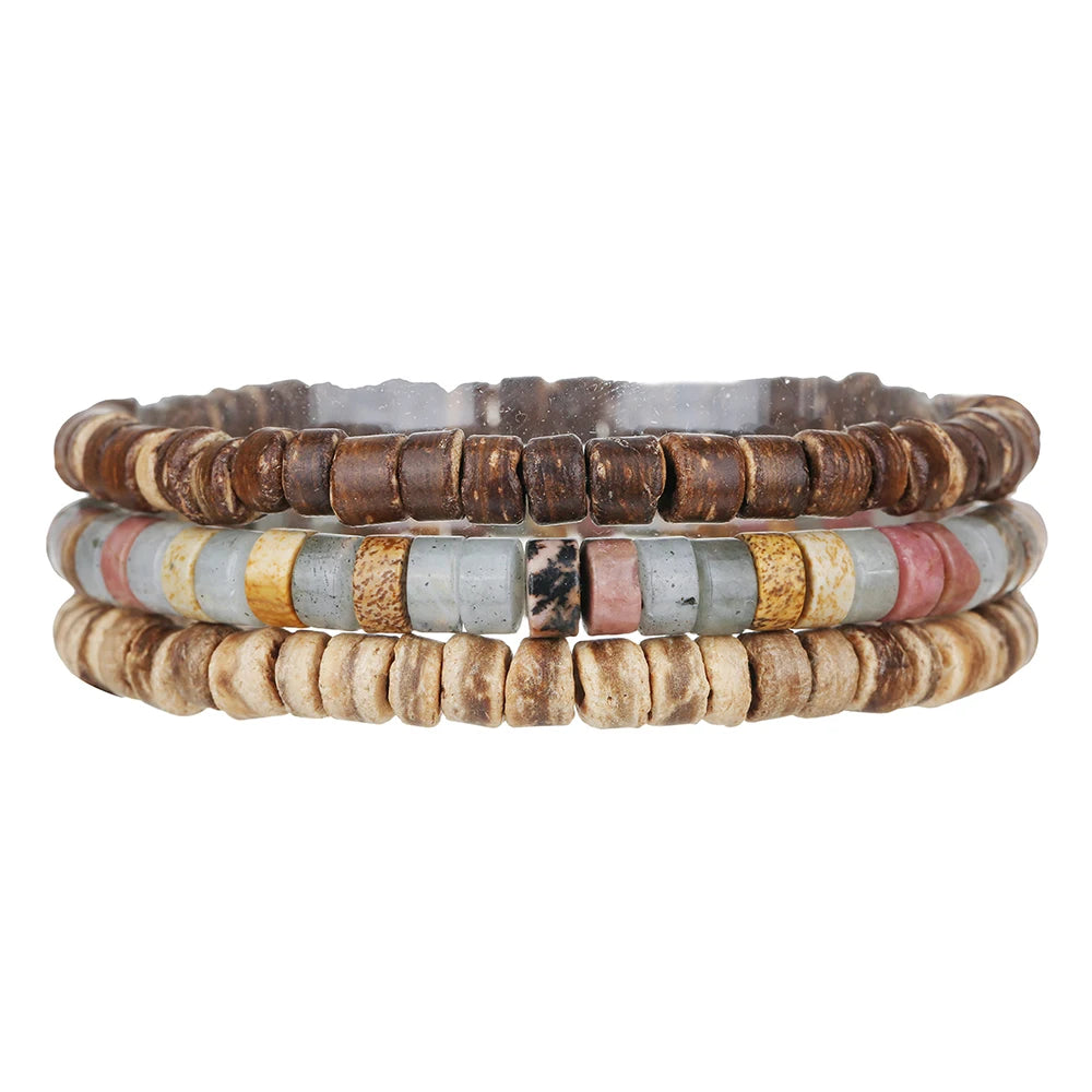 Ensemble de Bracelets multicouches en perles de bois de bouddha pour hommes, Style rétro, fil élastique multicouche, réglable, meilleure vente