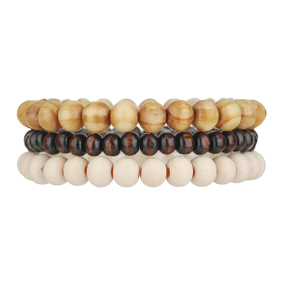 Ensemble de Bracelets multicouches en perles de bois de bouddha pour hommes, Style rétro, fil élastique multicouche, réglable, meilleure vente