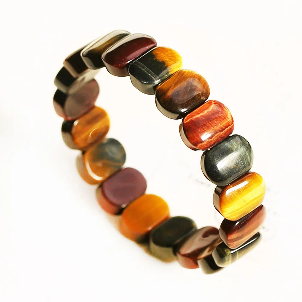 Natural Colored Tiger Eye Stone Square Beads Bangle Fashion Healing Fengshui Handing decoration Gift