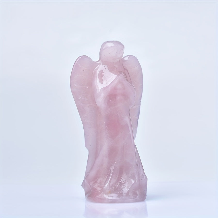 Statue d'Ange Fille en Quartz Rose Enchantée - Cristal Naturel, Parfait pour la Décoration de la Maison & du Bureau, Cadeau Idéal pour les Fêtes