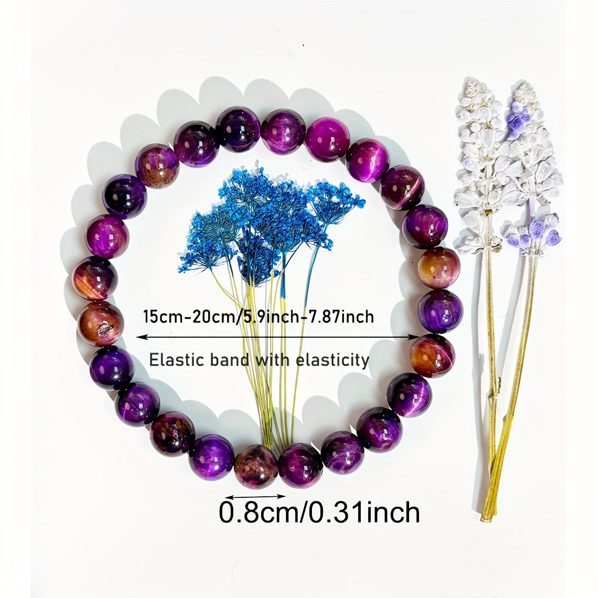 1pc/Bracelet de sérénité 8mm Pierre naturelle Violette Œil de tigre Pierre Fait à la main Bracelet en perles Équilibre de l'esprit Bijou Cadeau pour la famille