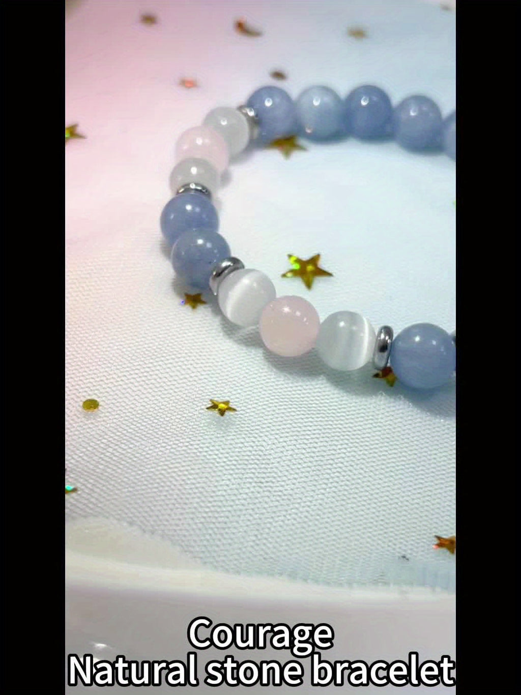 Bracelet Reiki 8mm en Pierre Naturelle - Perles rondes en Aigue-marine, Quartz Rose et Sélénite - Bijou Bohème pour la Paix Intérieure, l'Amour et le Courage - Accessoire de Mode Féminin - Cadeau de Fête, Saint-Valentin ou Fête des Mères