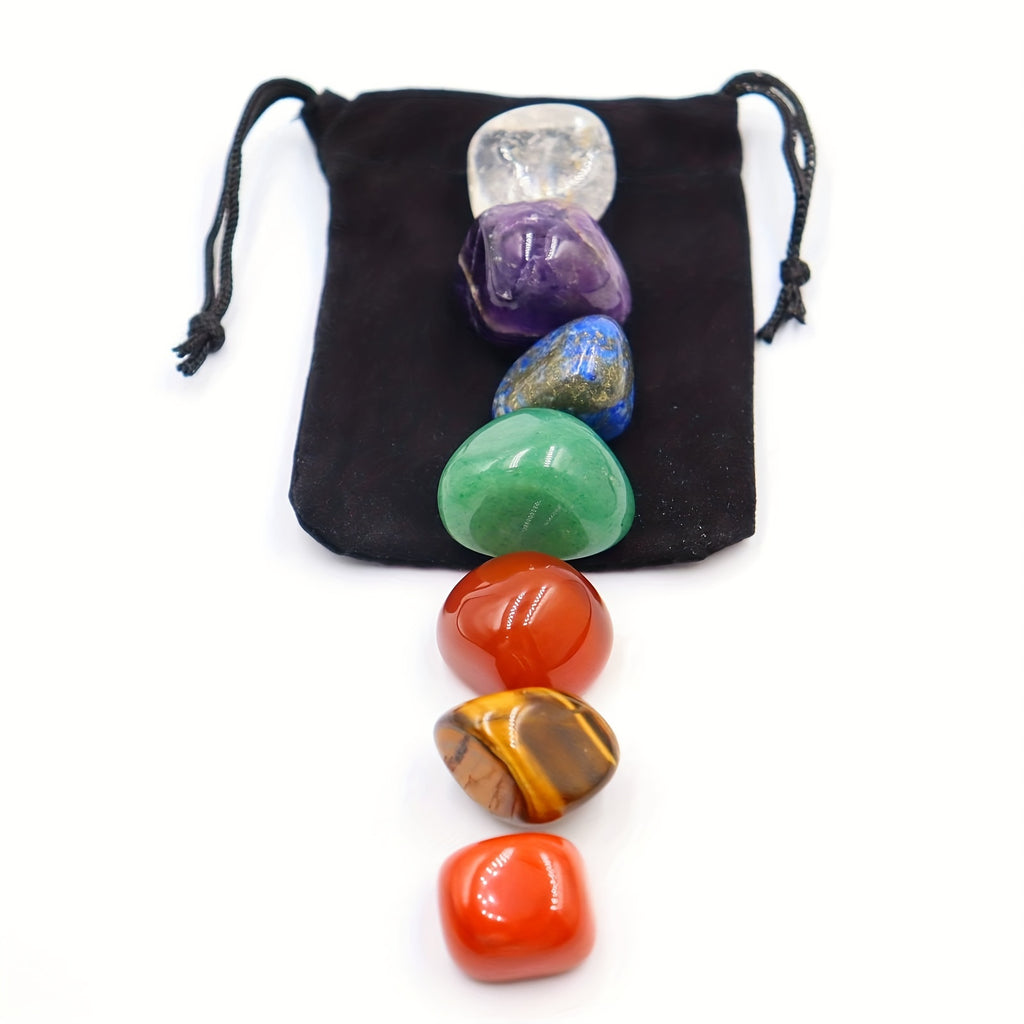 Jeu de 7 Pierres Naturelles Cristal pour les 7 Chakras