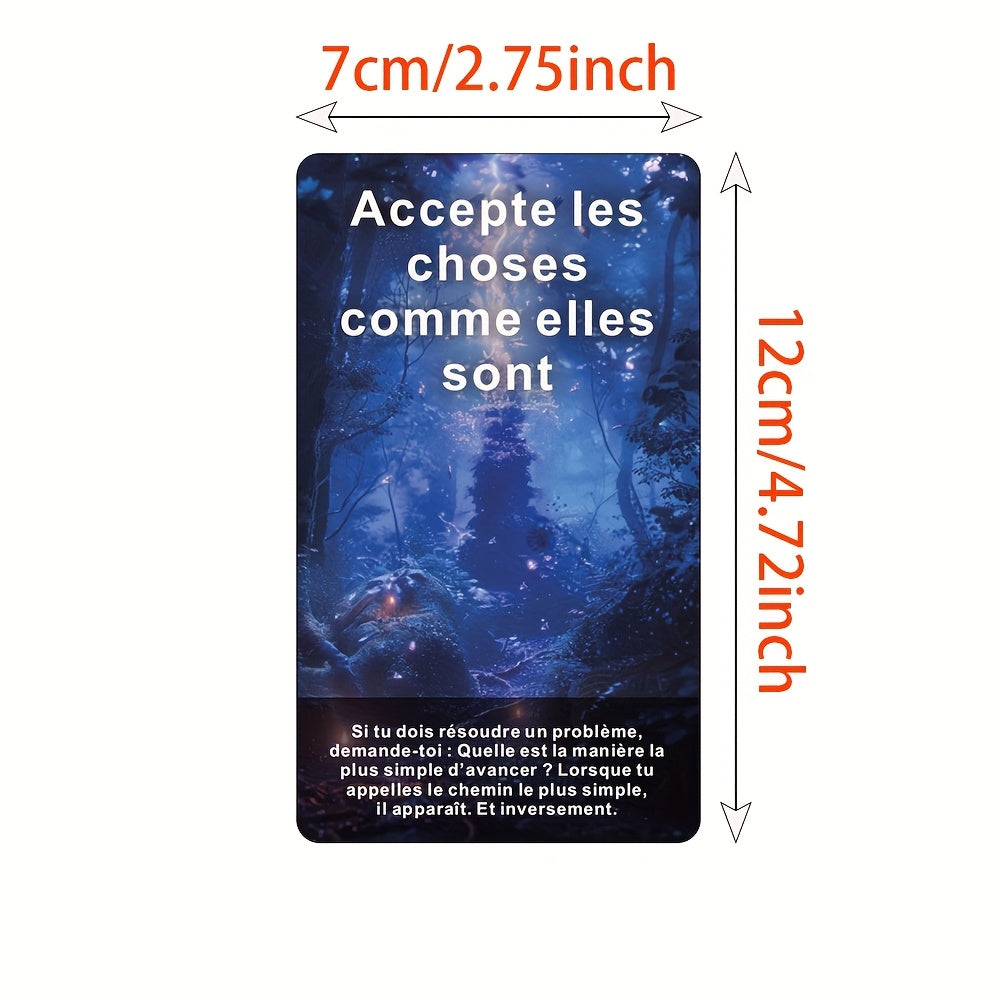 Cartes Oracle Françaises, 56 Cartes d’Affirmation Esthétique avec Thème de Forêt Mystique, Jeu Inspirant pour la Pleine Conscience et la Réflexion Quotidienne, 12x7cm, Les Cartes de la Forêt Mystique du Début du Jeu, pour la Carte