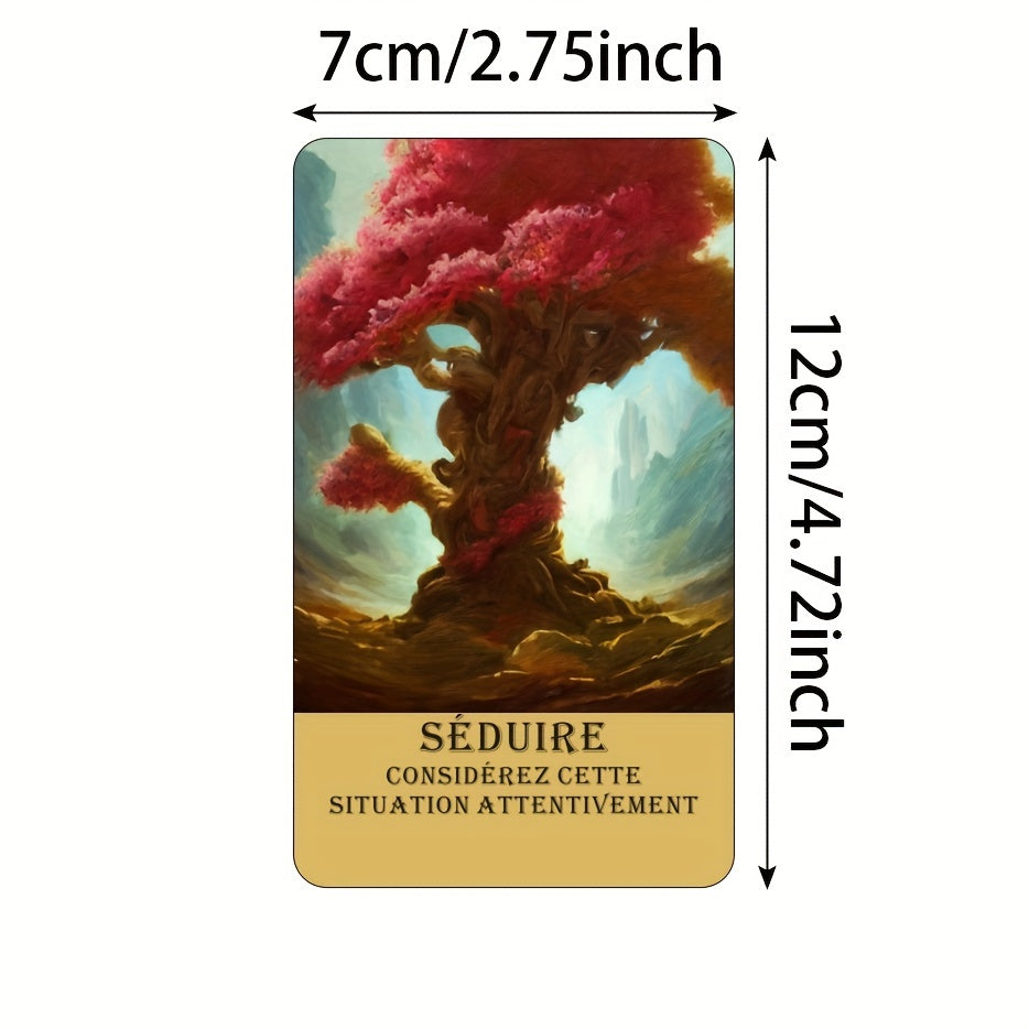 Cartes de Tarot Français pour Débutants, Cartes Oracle de la Forêt Mystérieuse, Jeu d'Oracle de Télépathie, Taro des Arbres, Beau Jeu Français, 12x7cm/4.72x2.75 pouces, 56-Cartes