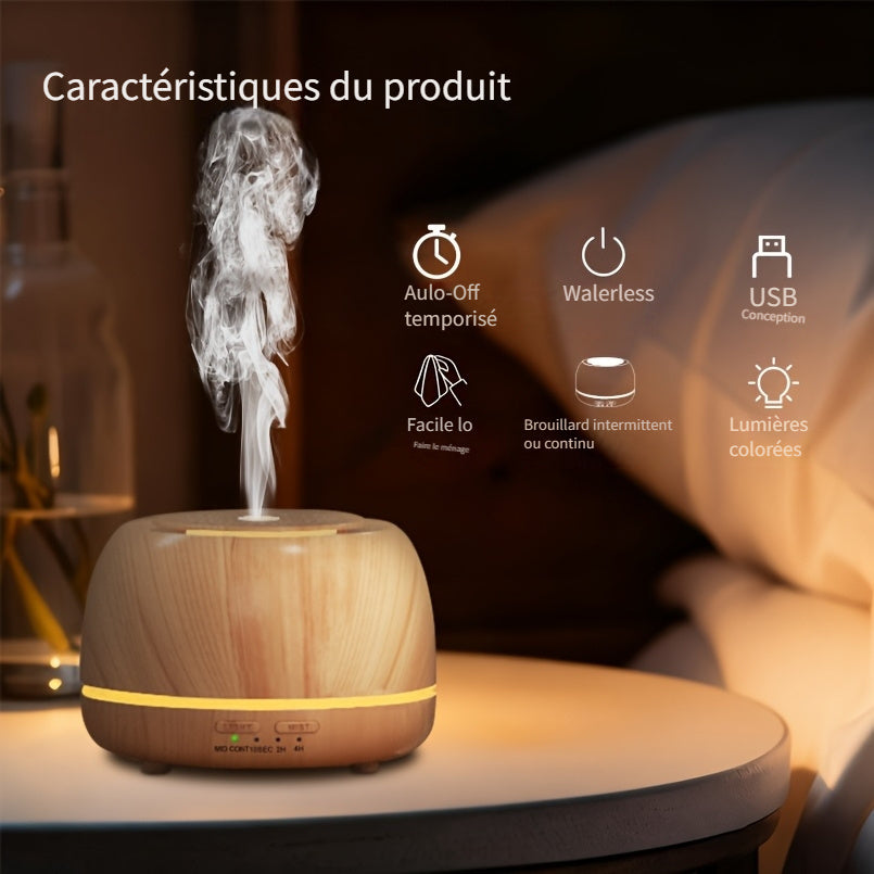 Diffuseur d'Huiles Essentielles pour la Maison, 300ml Humidificateur Vaporisateur d'Huiles Parfumées Aromathérapie, Lumière 7 Couleurs et Arrêt Automatique, avec Télécommande, Humidification de la Pièce,Diffuseur avec Lumière,Humidificateur d'Aromathérapi
