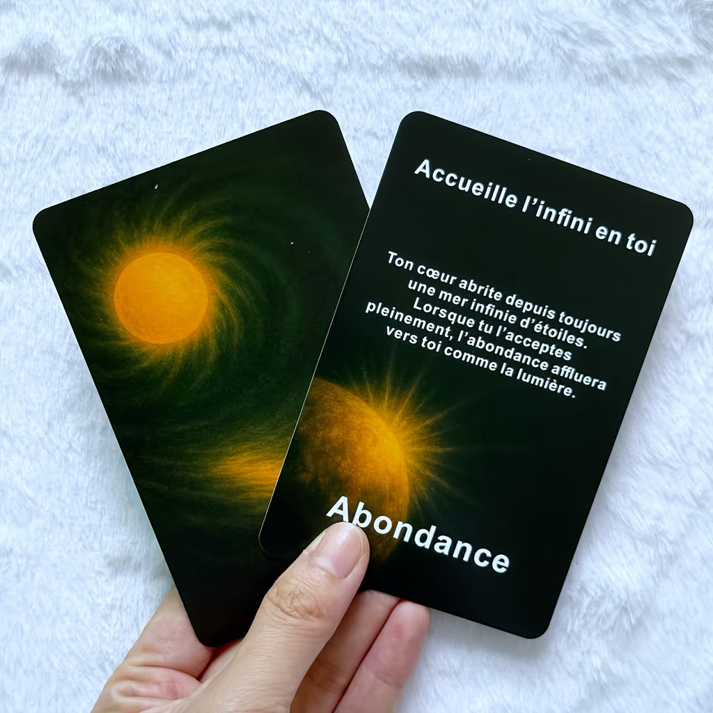 Cartes Françaises - 48 Cartes de Messages Inspirants pour la Réflexion Quotidienne & la Clarté Intérieure, Orientation du Univers, 12x8cm/4.72x3.15inch, Couleurs Mélangées, Carton Durable, Outil de Guidance Spirituelle, Design Mystique, Impression de Haut