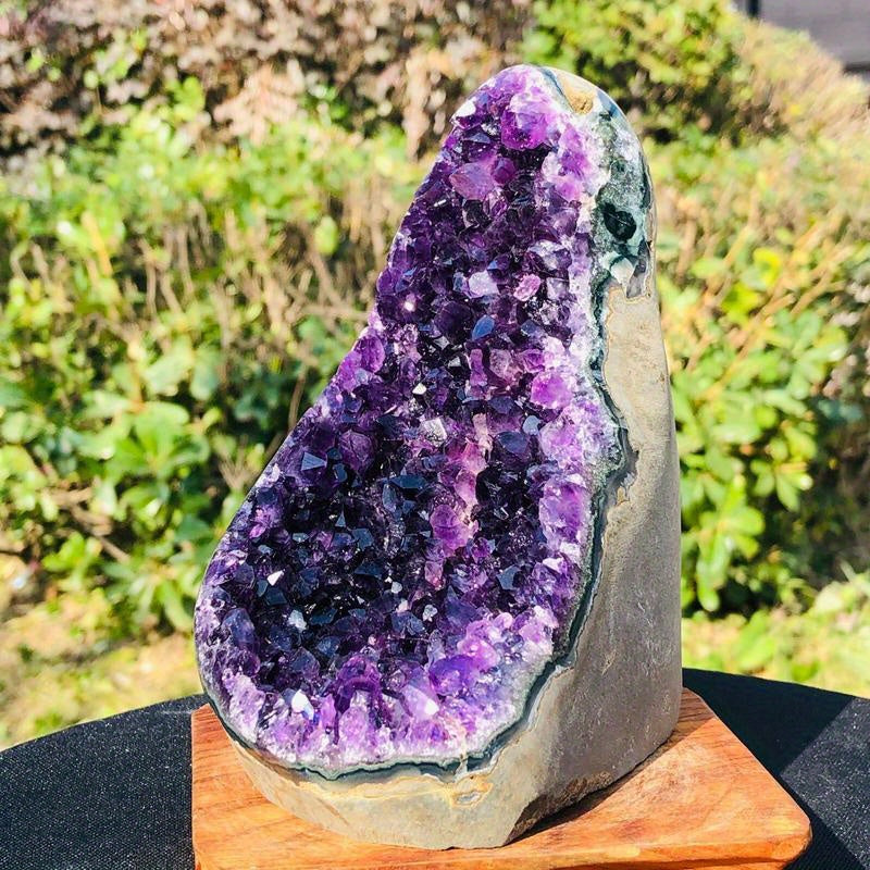 Géode d'améthyste naturelle premium - Formation cristalline brute, violet profond à rose-violet, spécimen minéral de collection, décoration élégante pour la maison - Origine : système de grottes uruguayen, article de collection, apparence luxueuse, minéra