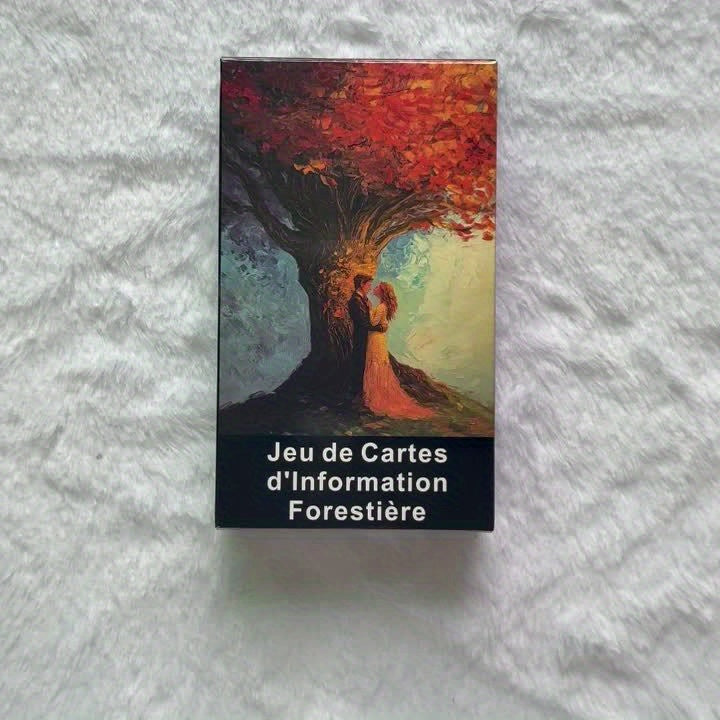 Jeu d'Oracle Forêt Enchantée Mystique de 56 Cartes - Édition Française, 12x7cm, Cartes de Sagesse Artistique des Arbres avec Paysages Saisonniers pour Perspicacité & Orientation