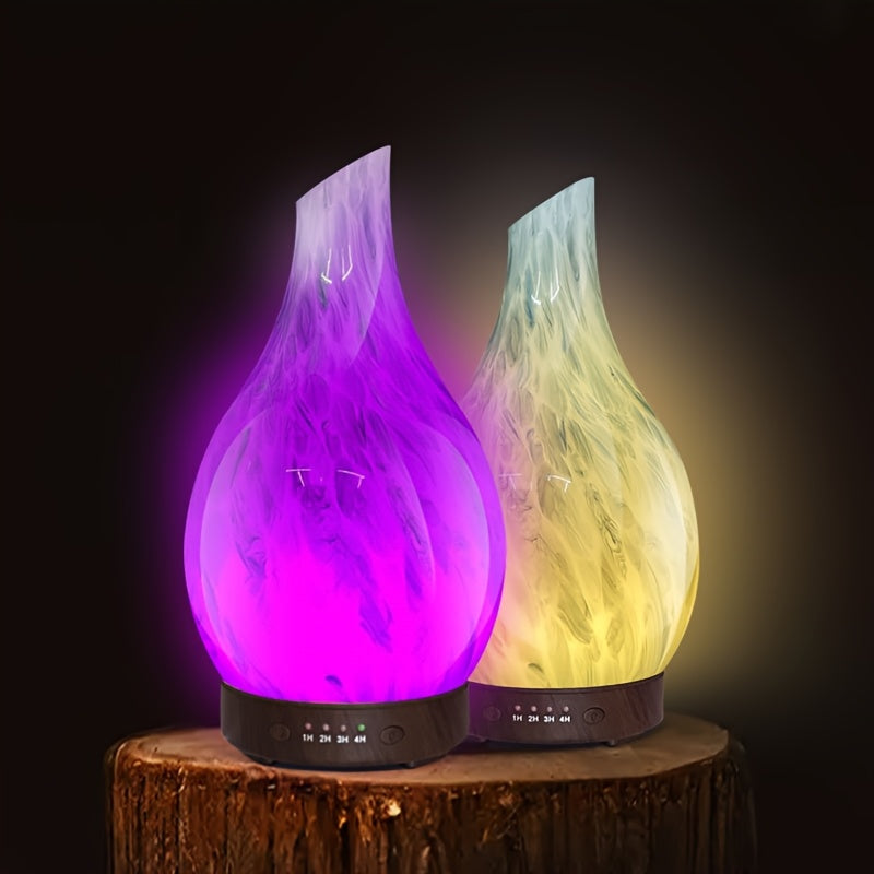 Diffuseur d'Huiles Essentielles Aromathérapie, Technologie Onde Sonore Brumisateur à Vapeur Froide, Humidificateur Silencieux avec Réglage de Temps et 7 Couleurs pour Maison Bureau 100ml 3D