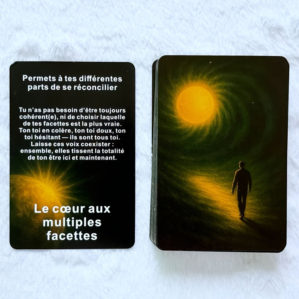 Cartes Françaises - 48 Cartes de Messages Inspirants pour la Réflexion Quotidienne & la Clarté Intérieure, Orientation du Univers, 12x8cm/4.72x3.15inch, Couleurs Mélangées, Carton Durable, Outil de Guidance Spirituelle, Design Mystique, Impression de Haut