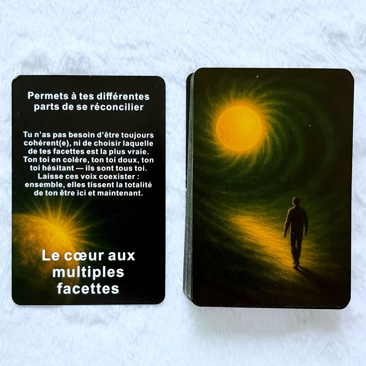 Cartes Françaises - 48 Cartes de Messages Inspirants pour la Réflexion Quotidienne & la Clarté Intérieure, Orientation du Univers, 12x8cm/4.72x3.15inch, Couleurs Mélangées, Carton Durable, Outil de Guidance Spirituelle, Design Mystique, Impression de Haut