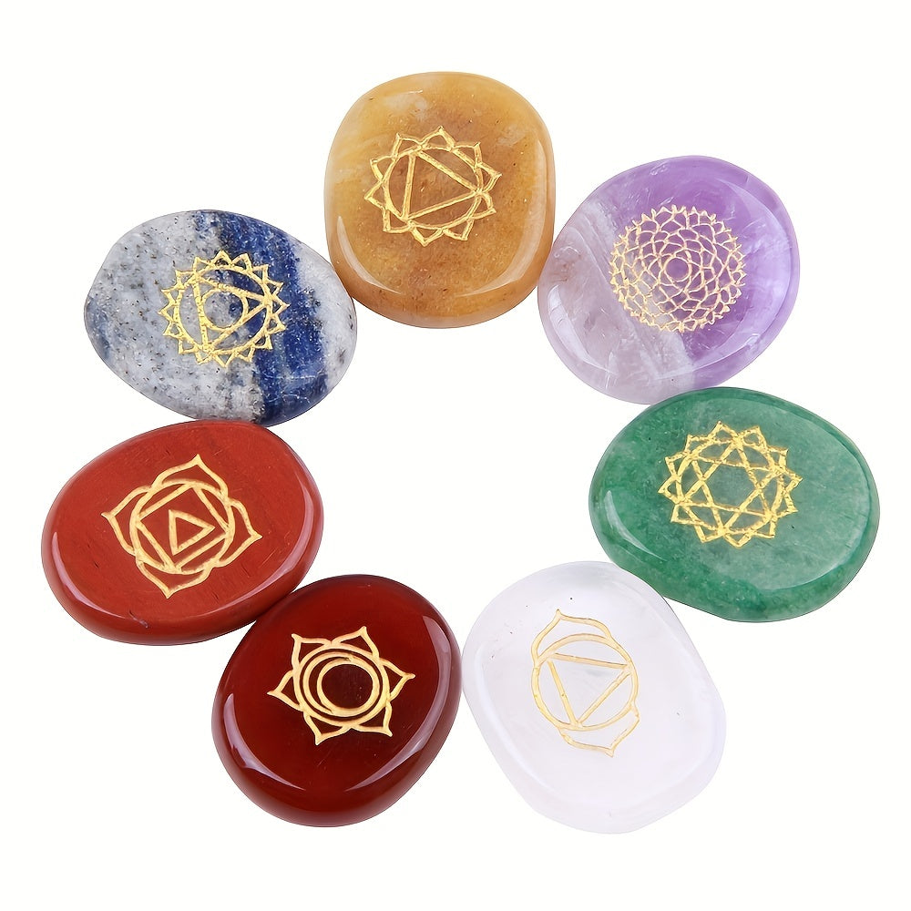 Ensemble de Pierres Lisses pour les 7 Chakras Reiki