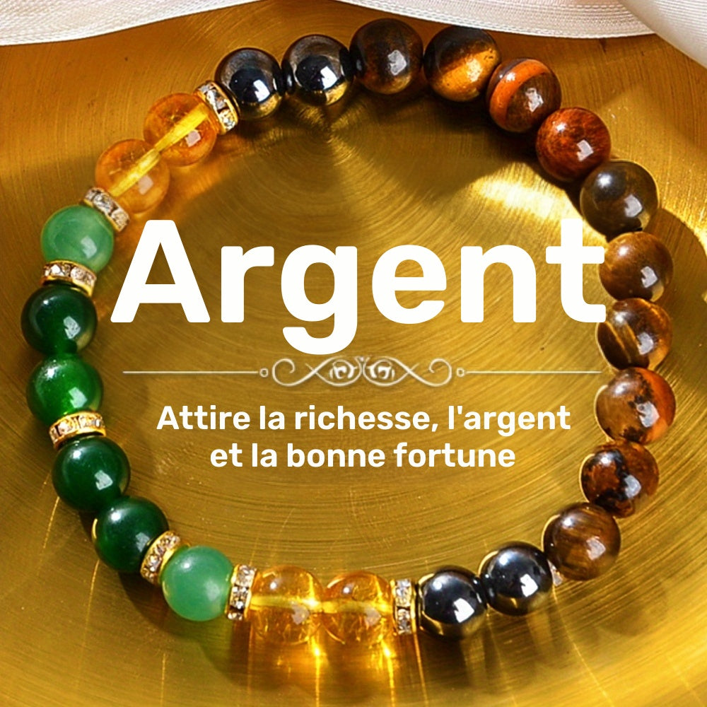 1 pc. Bracelet de mode en pierre naturelle pour attirer la richesse et la chance - Accessoire quotidien pour prospérité et bonne fortune - Parure élégante en pierres authentiques