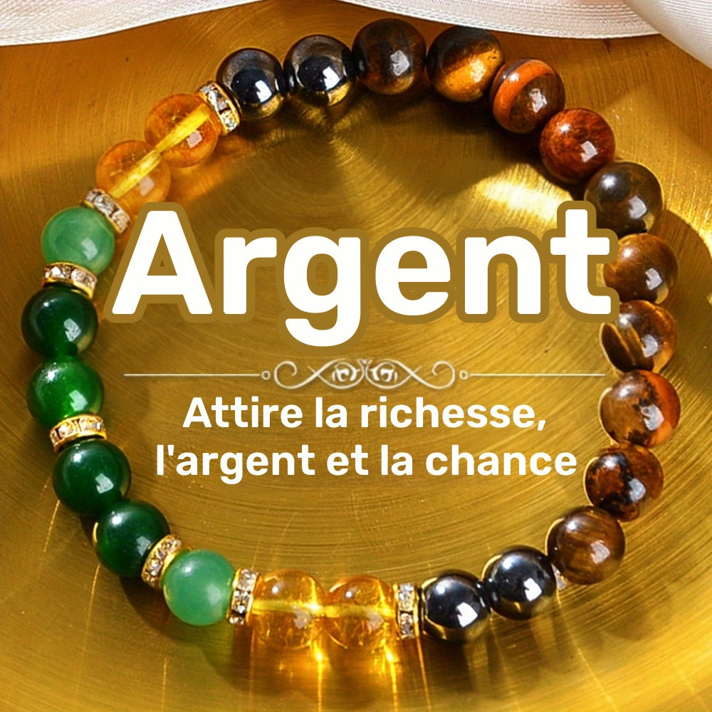 1 pc. Bracelet de mode en pierre naturelle pour attirer la richesse et la chance - Accessoire quotidien pour prospérité et bonne fortune - Parure élégante en pierres authentiques