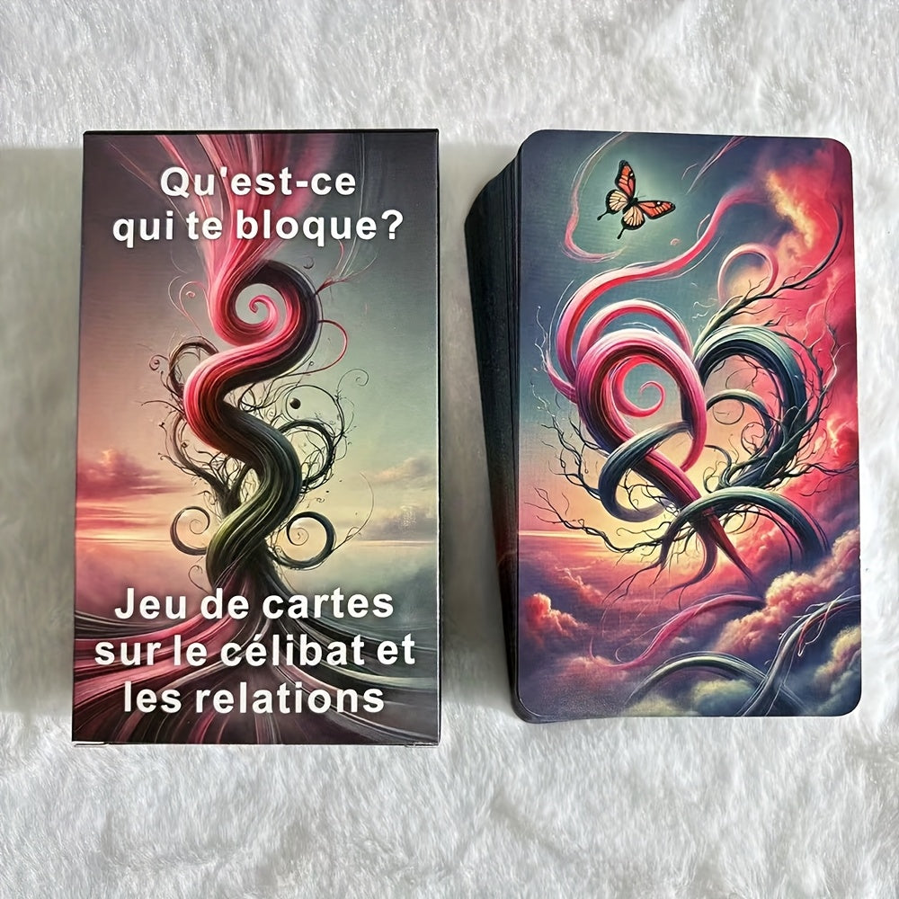 Cartes de Tarot Françaises, Cartes Oracle de l'Amour, Jeu d'Oracle pour Célibataires et Relations, Découvrez les Barrières Émotionnelles, Gagnez en Clarté dans les Relations Amoureuses, Romance, Flamme Jumelle, Âme Sœur, 80 Cartes, Perspicacité Spirituell