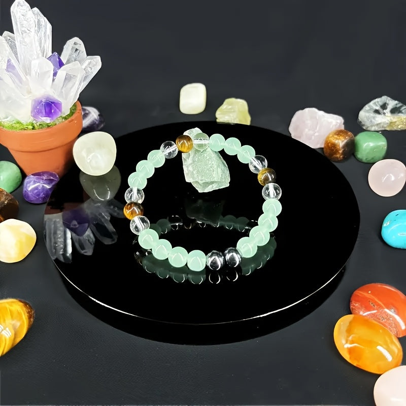 Bracelet porte-bonheur vert élégant avec pierres naturelles et synthétiques - Perles vertes et marron, chaîne durable pour hommes et femmes, bijou apaisant pour occasions spéciales ou quotidien, cadeau de fête