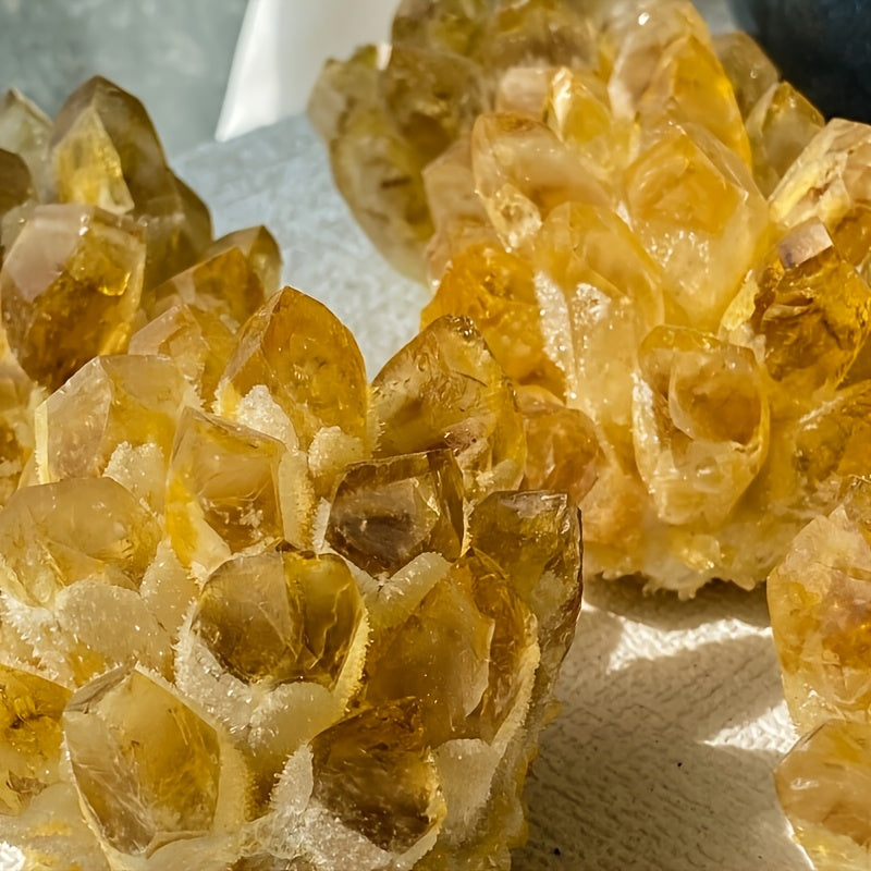 1pc Amas de Quartz Citrine Naturel - Quartz avec Citrine Jaune Traité Thermiquement, Inclusions Naturelles & Faces Cristallines pour Décoration Maison, Fabrication de Bijoux, Pierres Décoratives ou Fonctionnelles en Cadeau pour Collectionneurs, Crystals p