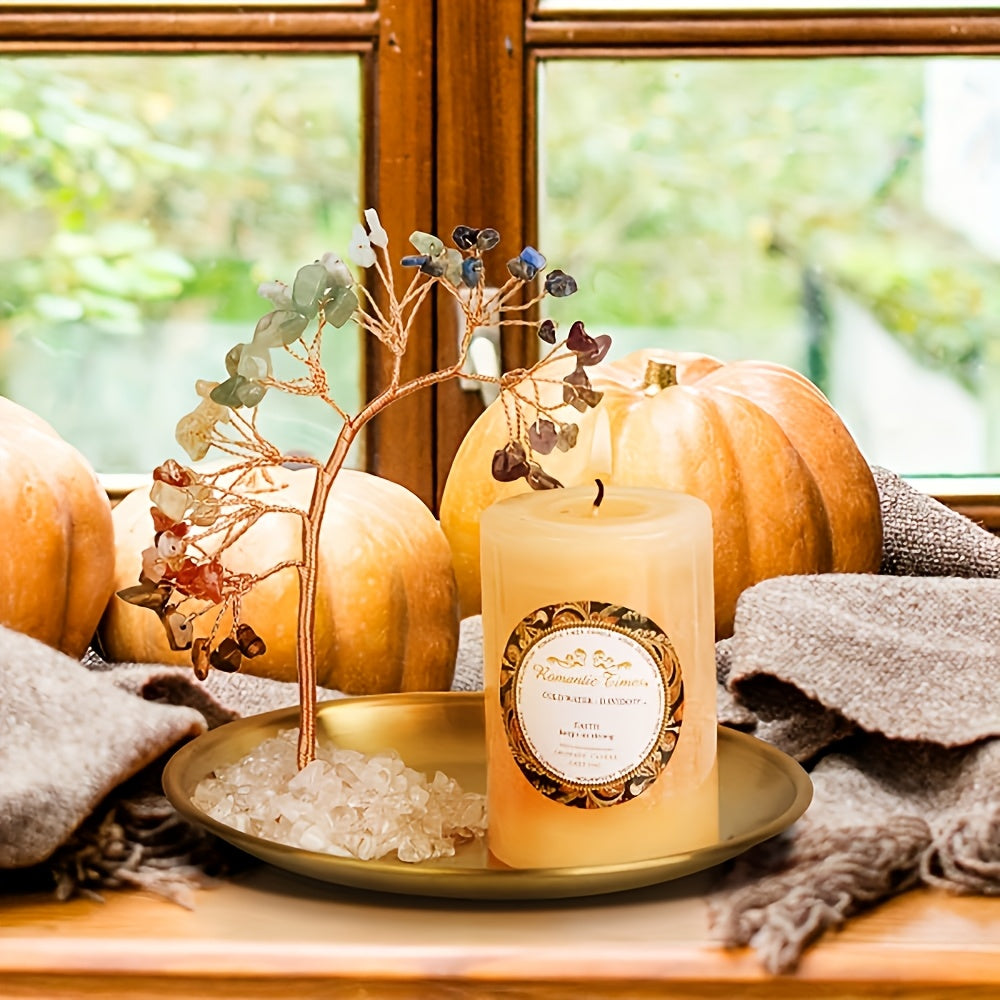 Porte-encens en cristal de 5.5 pouces avec bâtonnets de Palo Santo et de sauge - Porte-encens en forme de colonne avec un réceptacle doré pour les cendres, parfait pour le yoga et la décoration intérieure, accessoire esthétique pour la maison | Design en