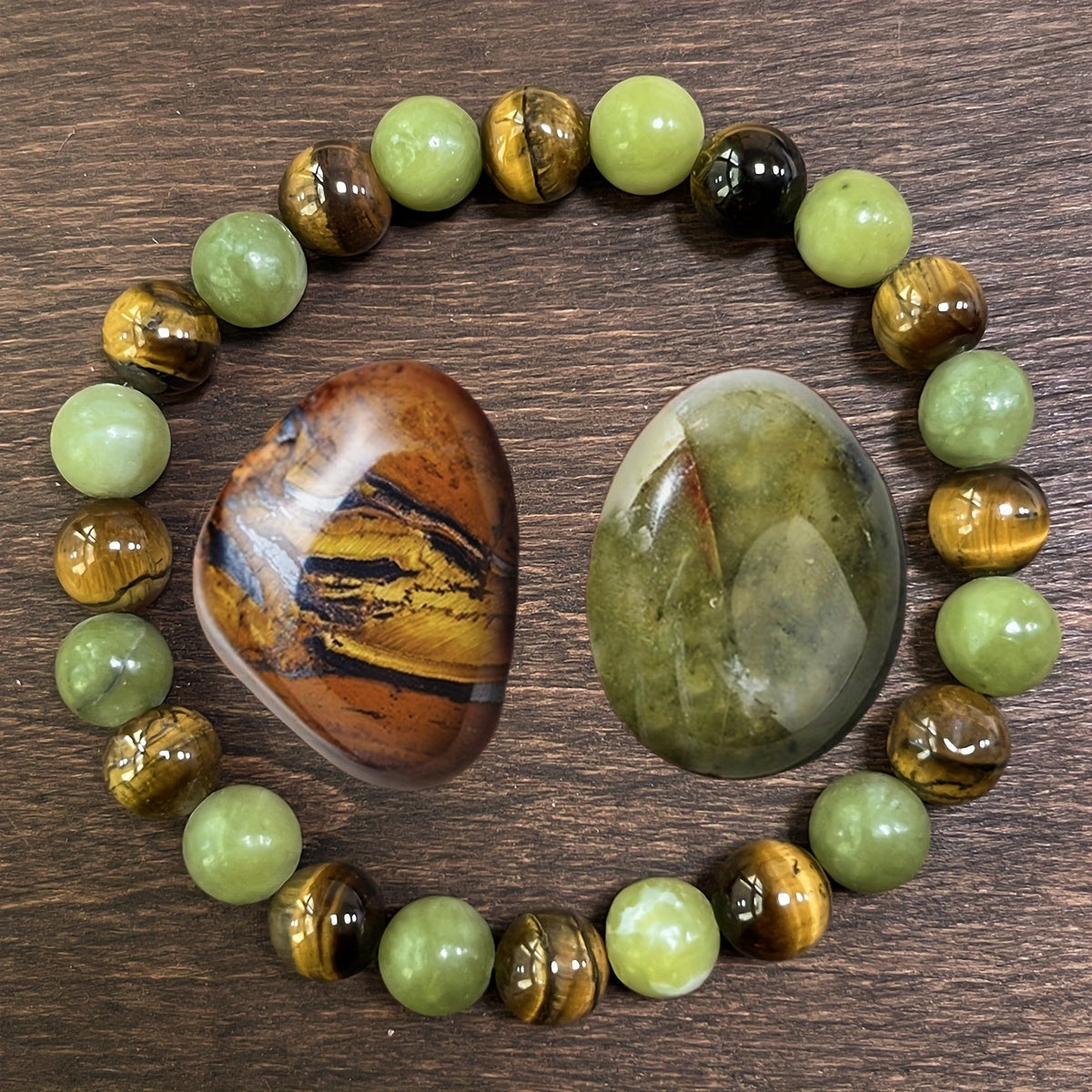 Bracelet de Perles Naturelles Chakra 8mm - Bijoux Bohème Artisanal pour Richesse & Prospérité, Protection des Yeux et Force Intérieure, Cadeau Spirituel Unisexe pour la Saint-Valentin, Fête des Mères, Fête des Pères, Charme de Prospérité, Esthétique Terre