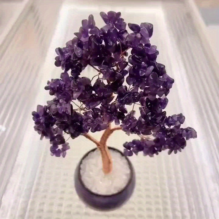 Arbre de Vie en Cristal d'Améthyste Haute Qualité, Décor Feng Shui, Œuvre Reiki Artisanale Cadeau pour Elle Ornements Crystal à la Maison