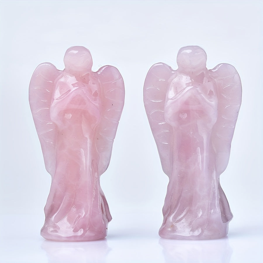 Statue d'Ange Fille en Quartz Rose Enchantée - Cristal Naturel, Parfait pour la Décoration de la Maison & du Bureau, Cadeau Idéal pour les Fêtes