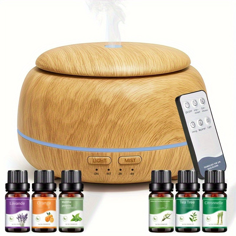 Diffuseur d'Huiles Essentielles et Humidificateur 300ml, Système Aromathérapie 5-en-1 avec Minuterie Automatique, 7 Couleurs de Lumières Nocturnes - Contrôle Inclus (Basse Tension) pour Maison, Bureau, Chambre à Coucher – Design Moderne