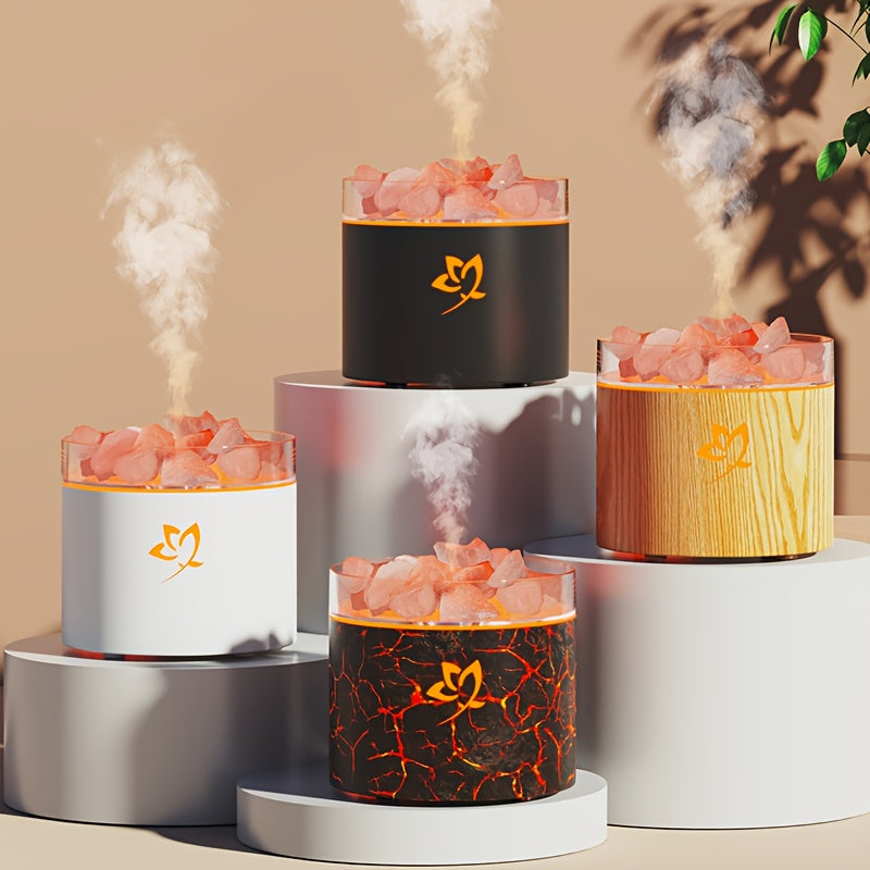 Diffuseur d'huiles essentielles en pierre de sel avec lumière atmosphérique, capacité 160 ml, technologie par ultrasons, pour bureau, salon et chambre